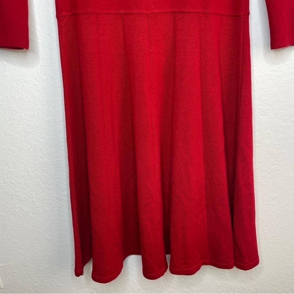 Talbots Red Knit Sweater Dress 3/4 Sleeves Size M Christmas - Picture 4 of 9
